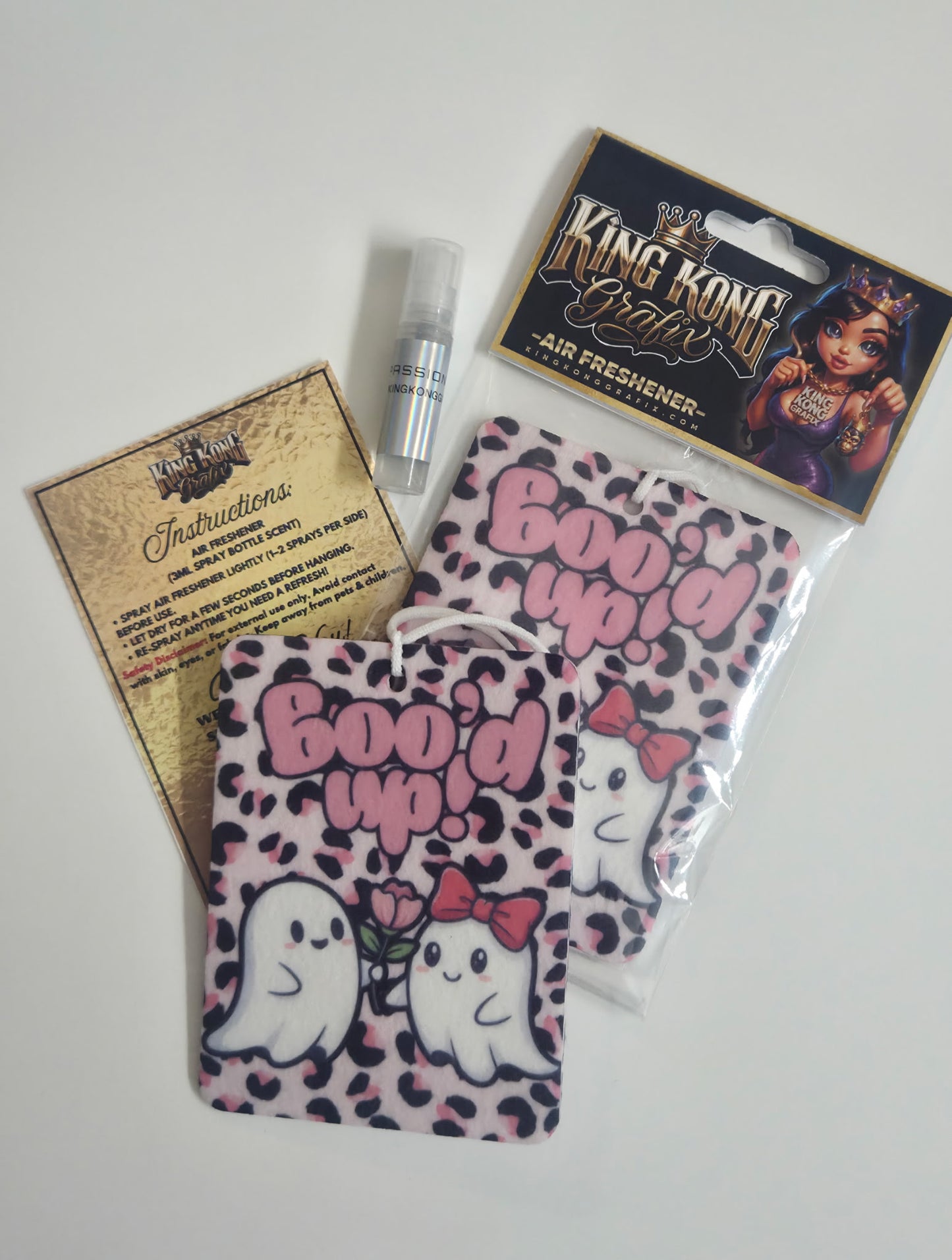 " BOO'D UP" Air Freshener + Scent Spray (Pink, Black, and White)