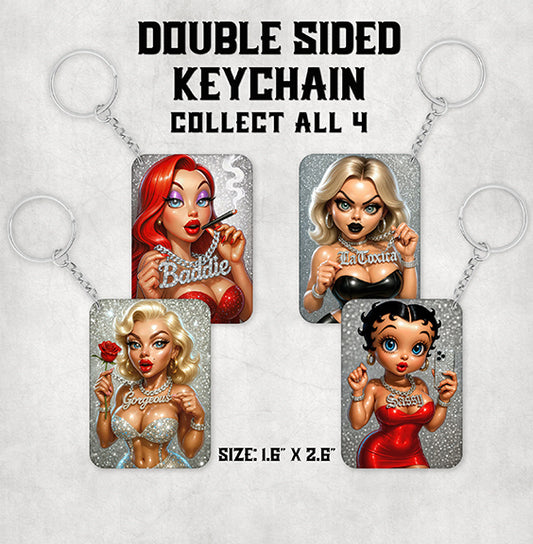 "Hollywood Babes"-Custom Double-Sided Keychain