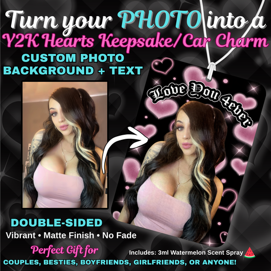 Y2K Custom Photo Freshie 2000s Heart Backdrop (Watermelon Scent)
