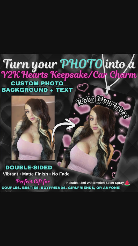 Y2K Custom Photo Freshie 2000s Heart Backdrop (Watermelon Scent)
